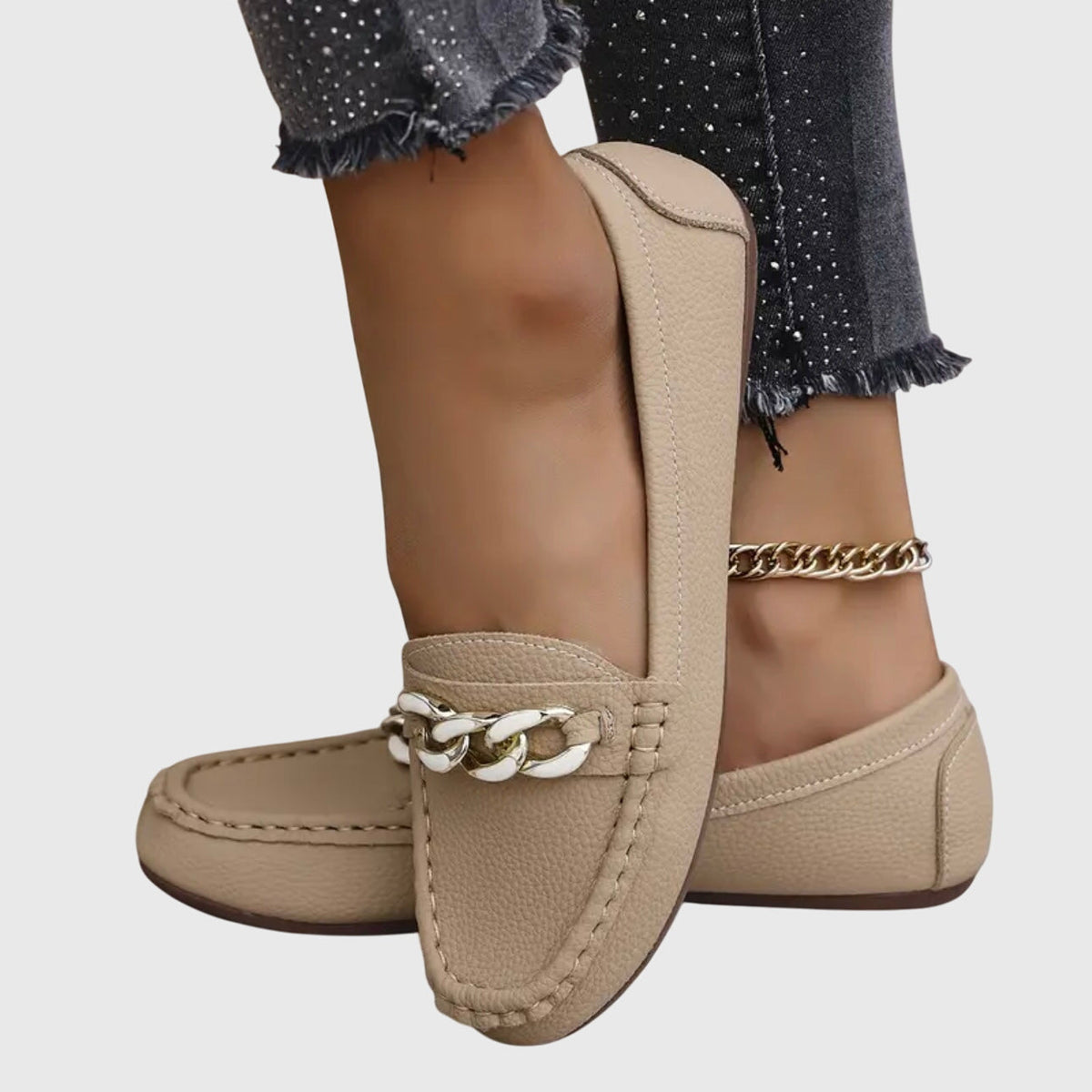MELISSA | MOCASINES CON CADENA DORADA