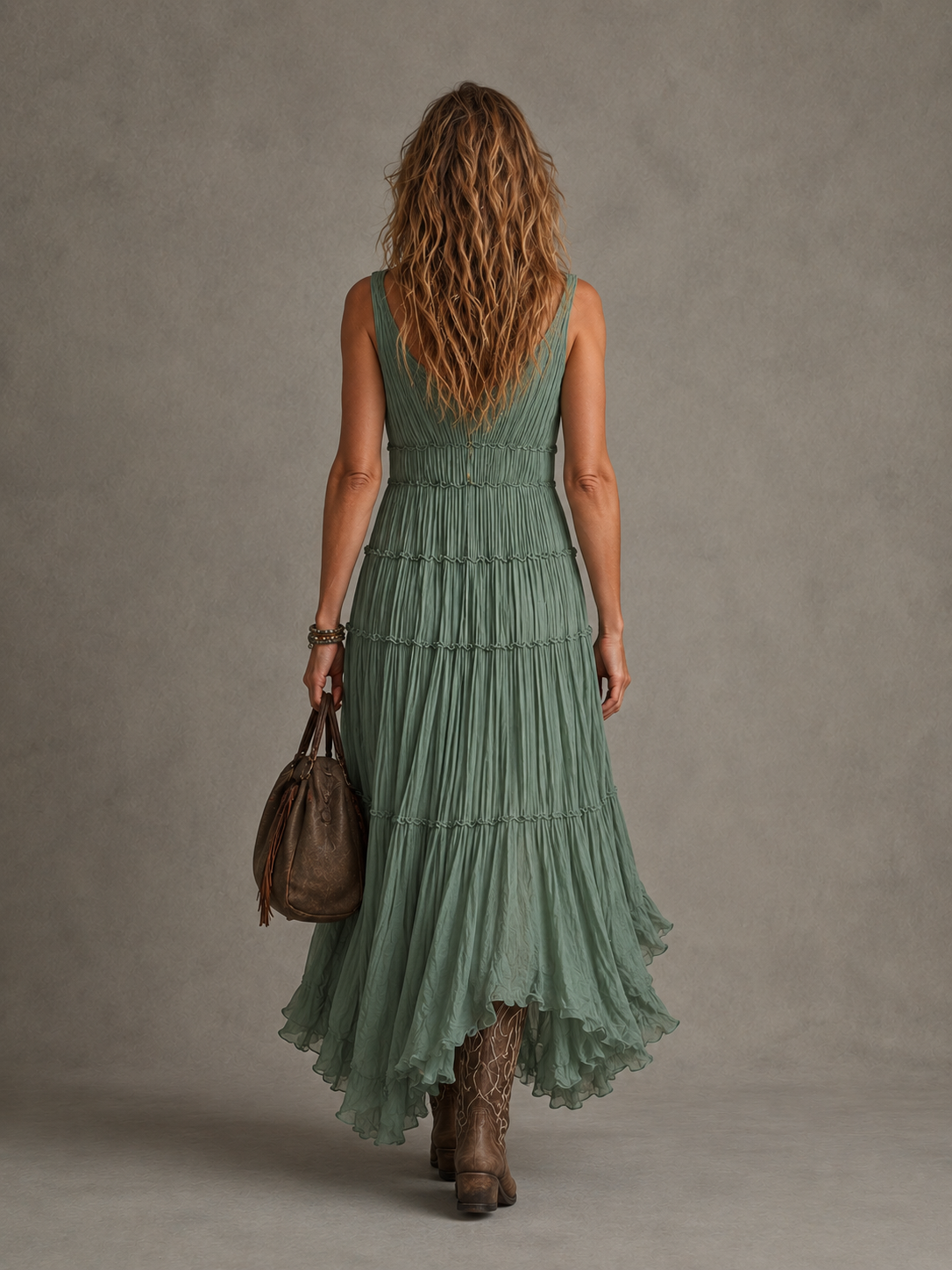 AGATA | ABITO LUNGO CON SCOLLO A V DRAPPEGGIATO