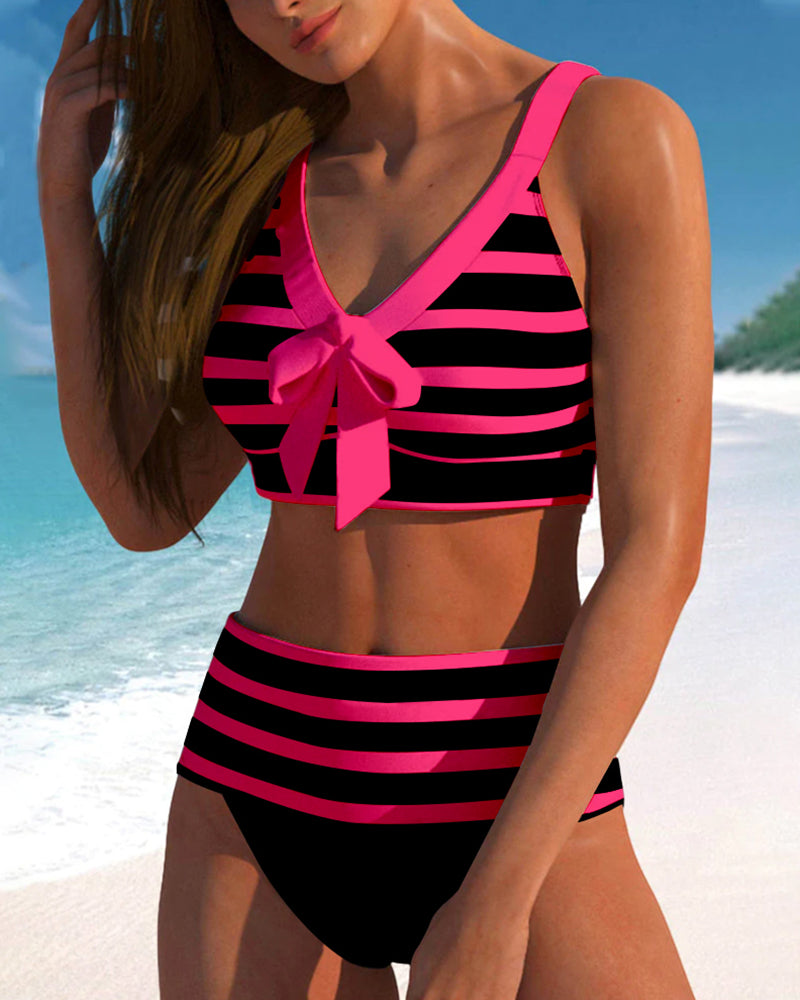 Maya | Bikini de rayas de cintura alta
