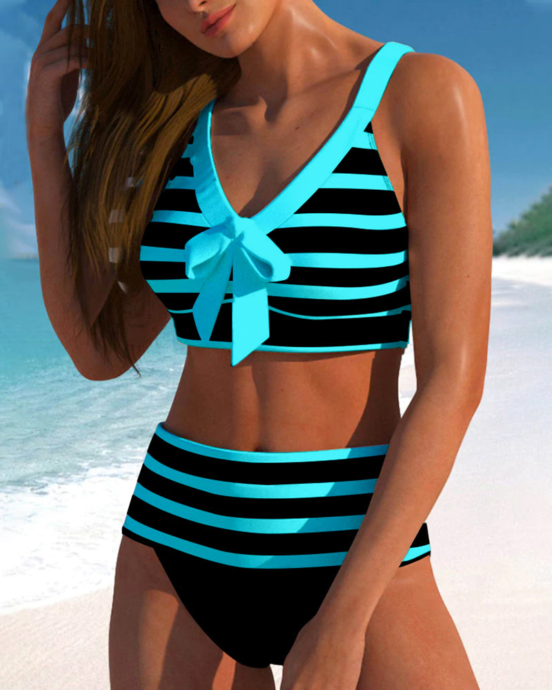 Maya | Bikini de rayas de cintura alta