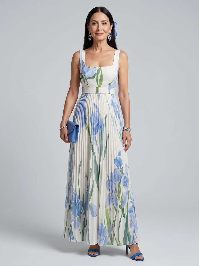 Ophelia vestido cuello cuadrado blanco floral