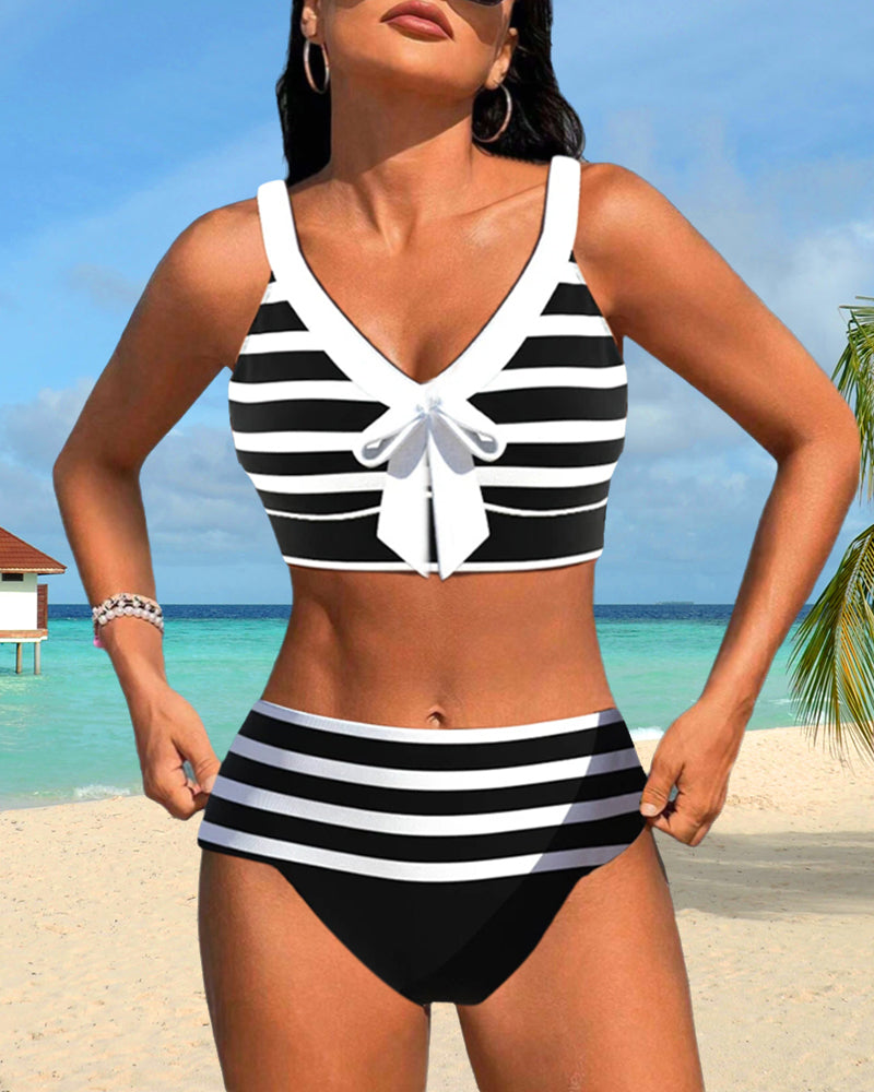 Maya | Bikini de rayas de cintura alta