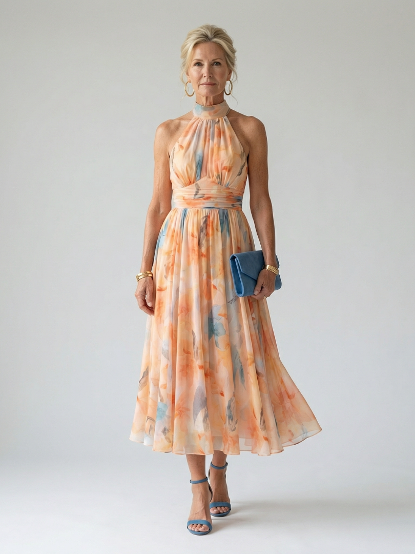 Elin vestido halter multicolor