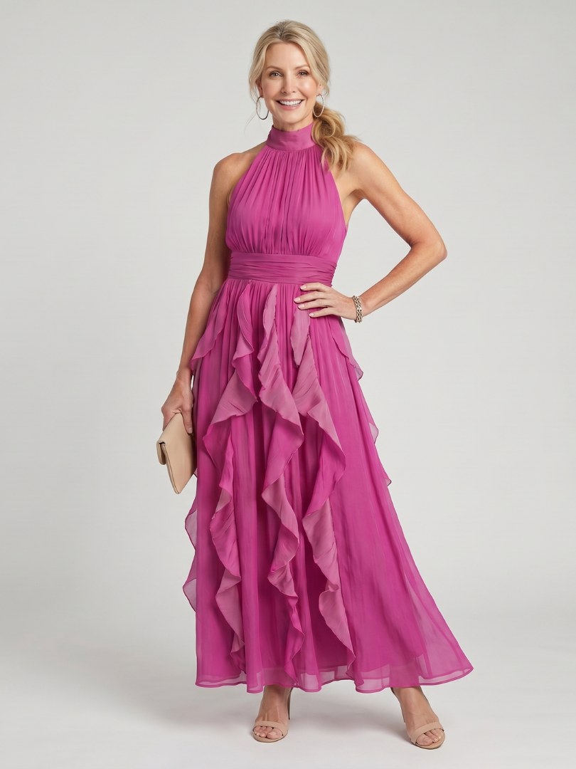 Orea maxi cuello alto rosa
