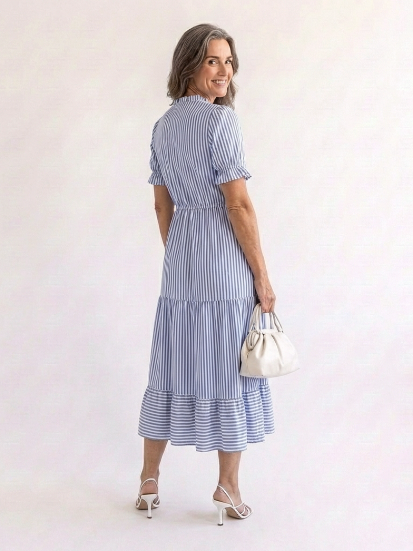DALIA | ABITO MIDI A RIGHE CON GONNA A BALZE