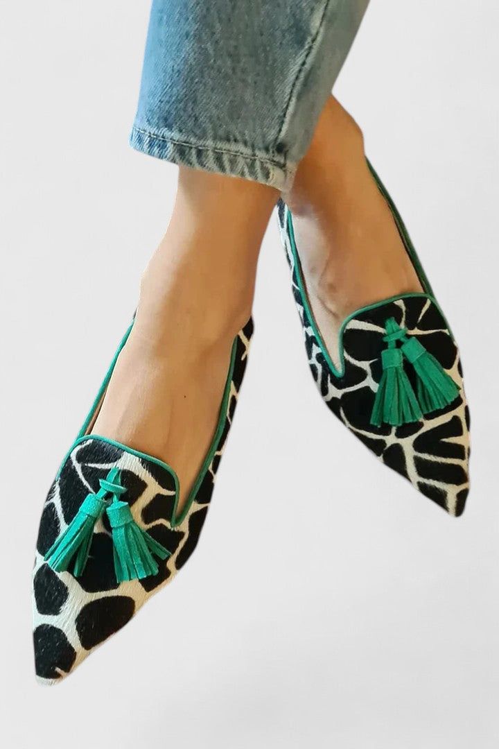DHREIKA | MOCASINES ESTAMPADOS CON BORLAS