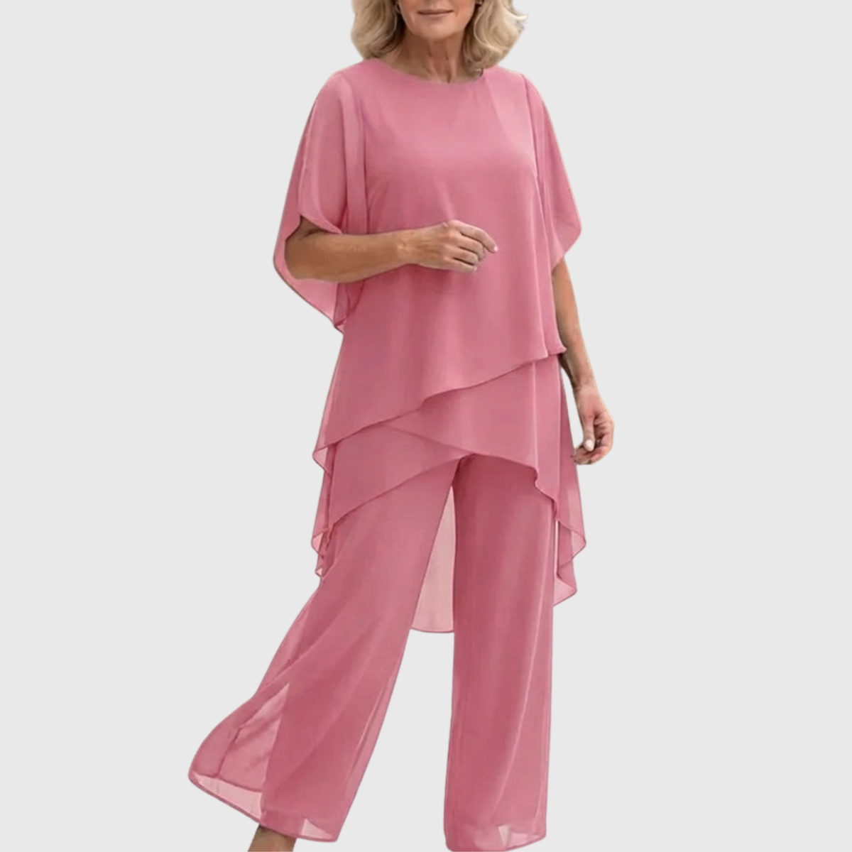Linda conjunto palazzo rosa claro