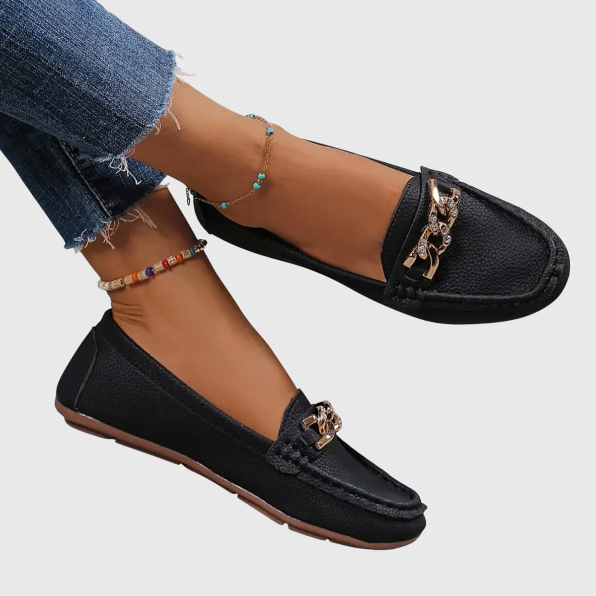 MELISSA | MOCASINES CON CADENA DORADA