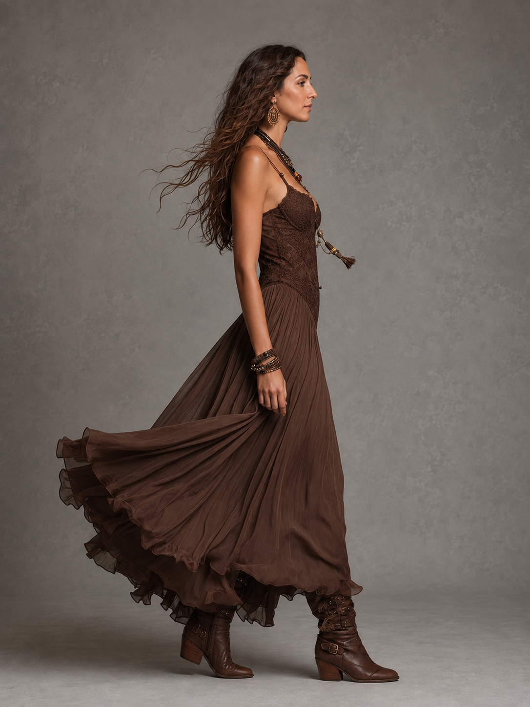 OTTAVIA | ABITO LUNGO IN PIZZO CON CORSETTO