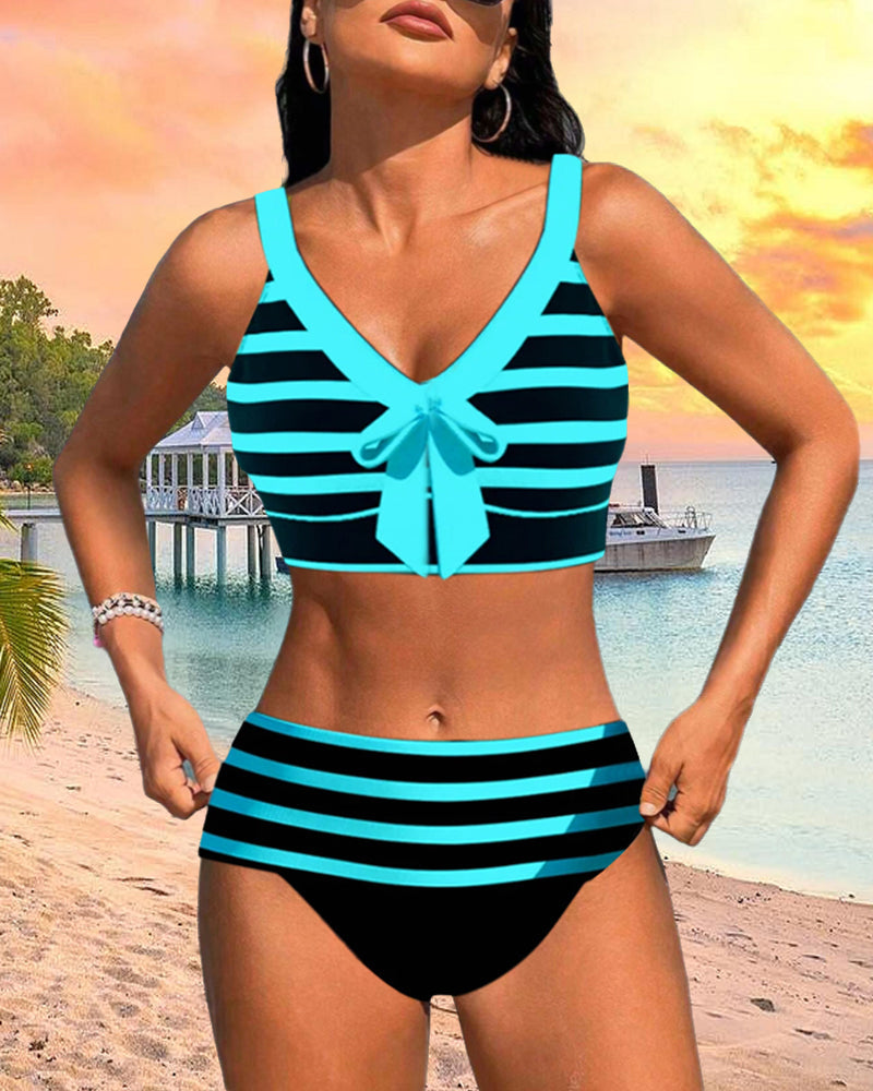 Maya | Bikini de rayas de cintura alta