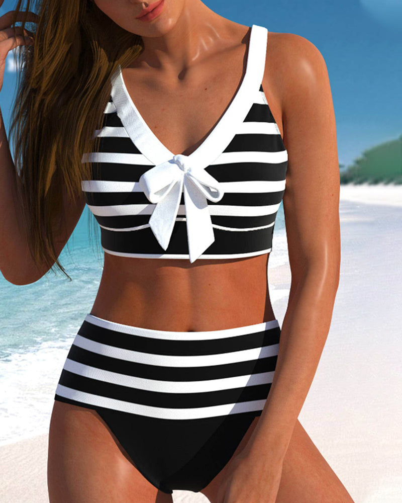 Maya | Bikini de rayas de cintura alta