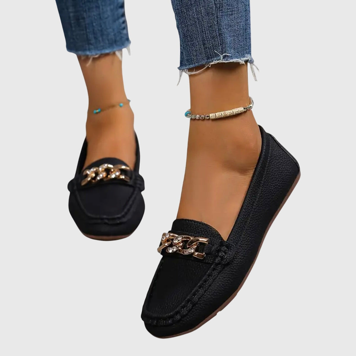 MELISSA | MOCASINES CON CADENA DORADA