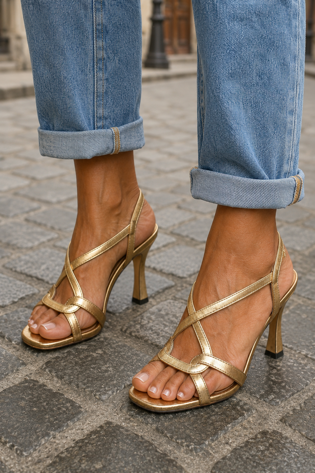 Gemma - Sandalias doradas de verano con encanto