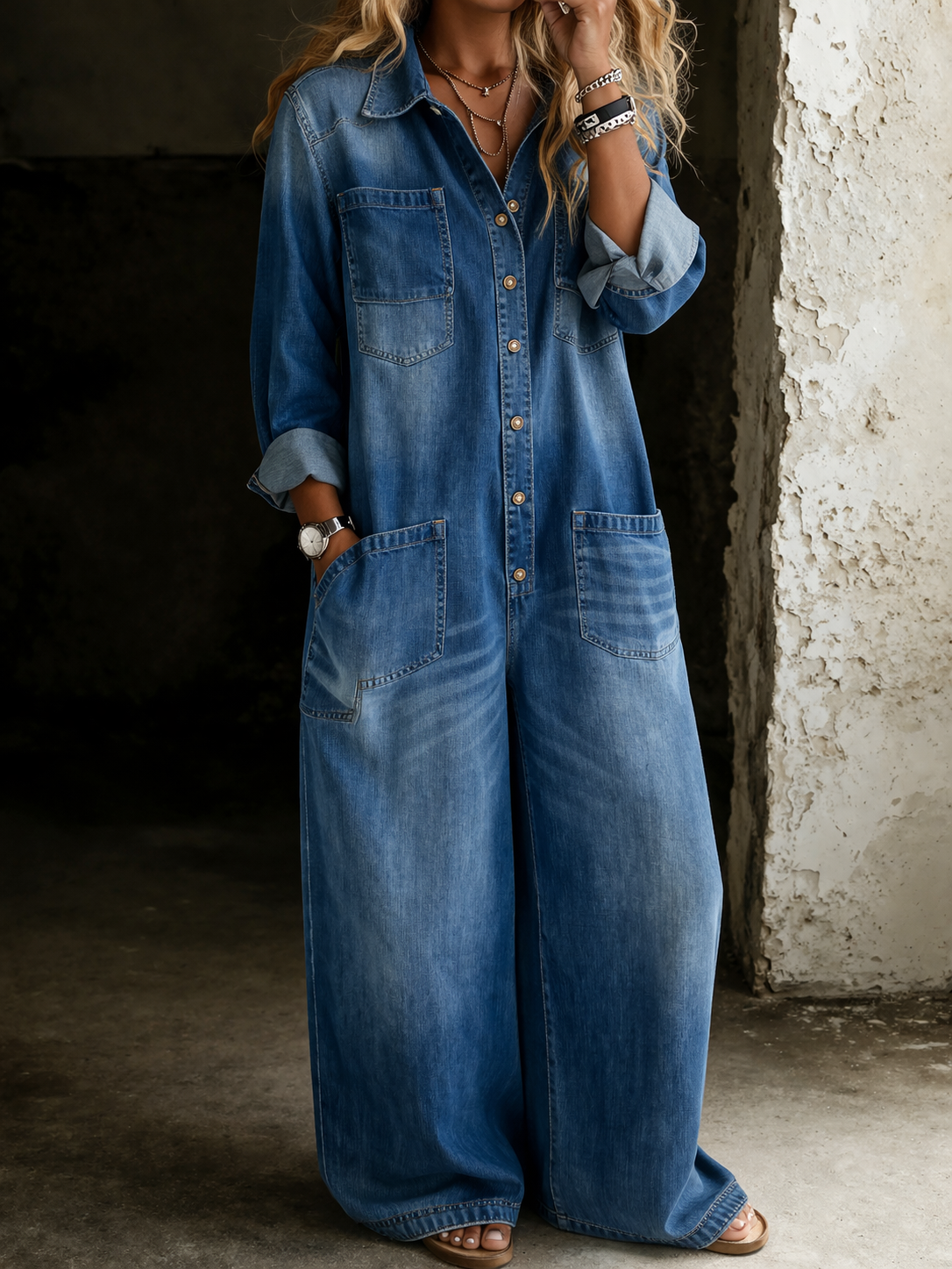 Lena jumpsuit casual azul