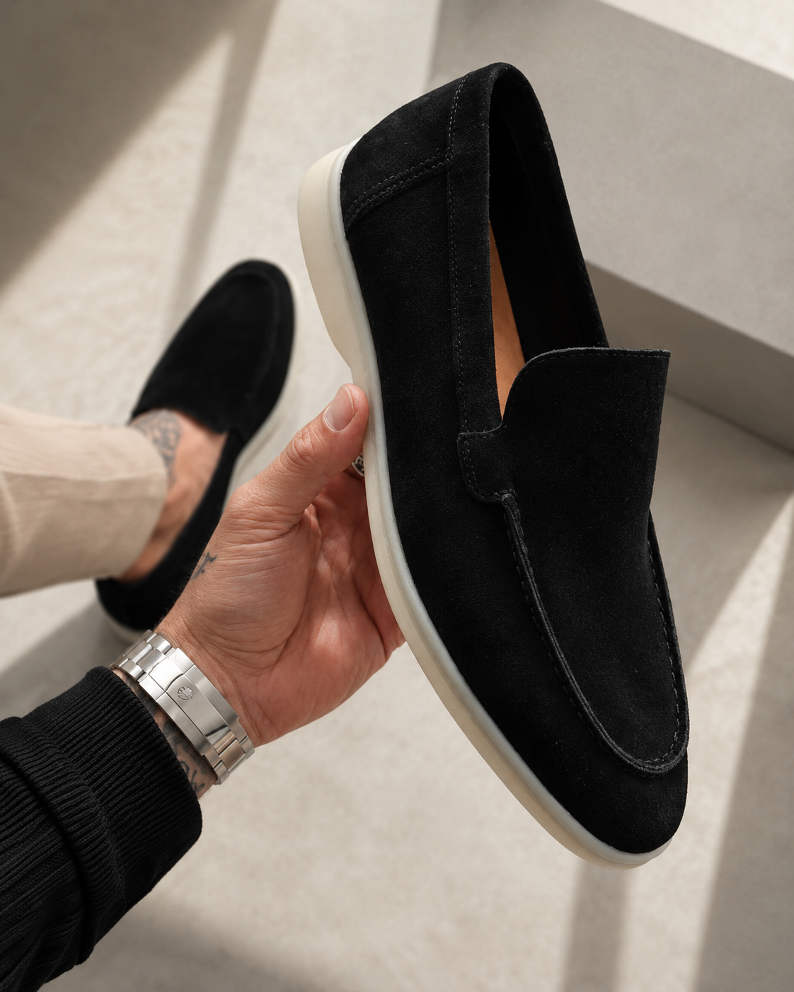 Elegantes mocasines de ante
