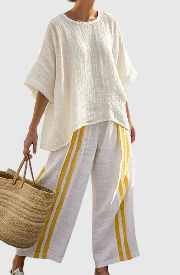 Rosavina conjunto raya amarilla