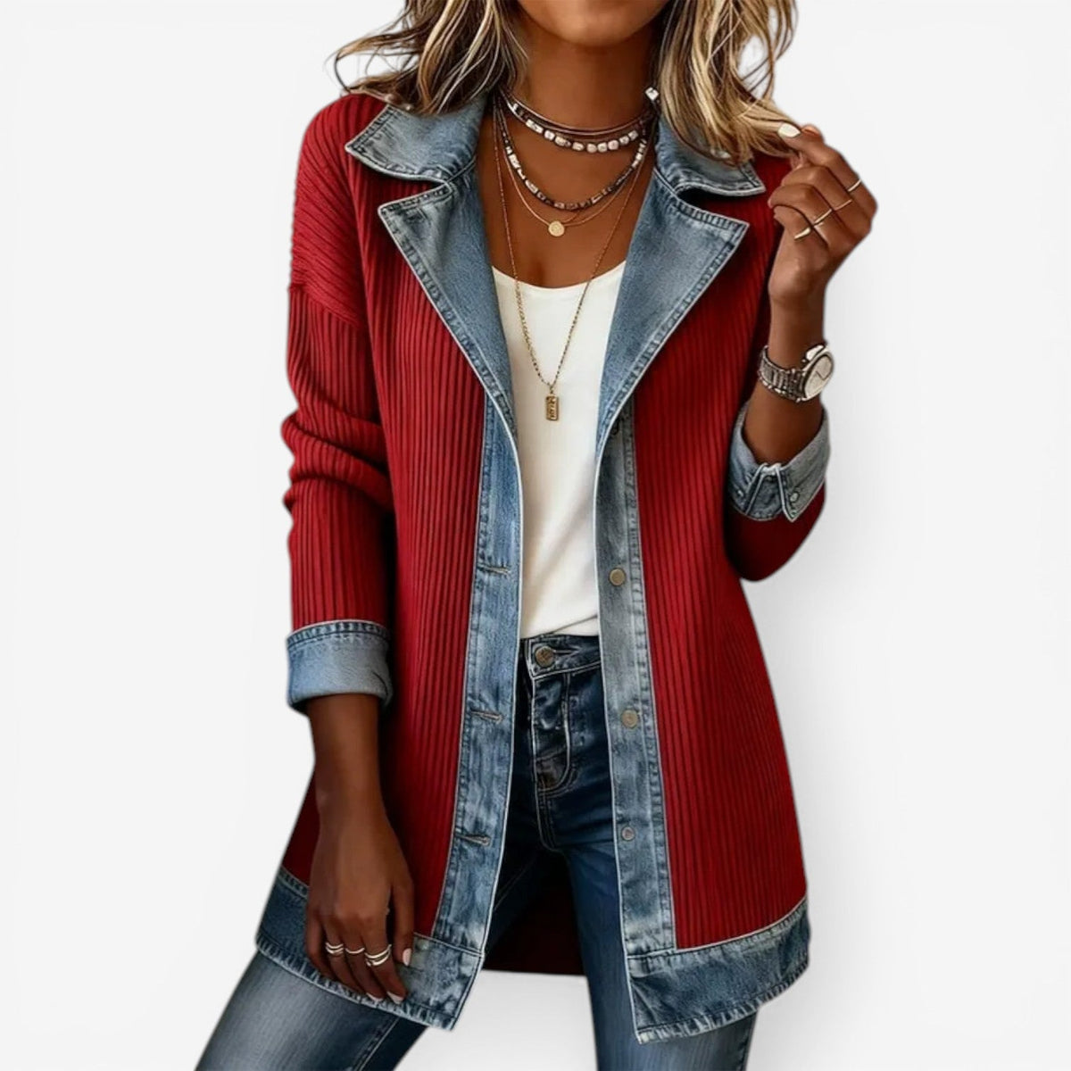 Emilia chaqueta denim khaki