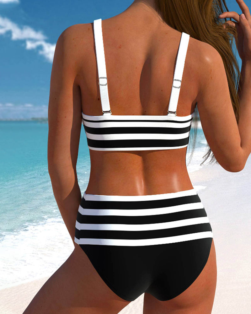 Maya | Bikini de rayas de cintura alta
