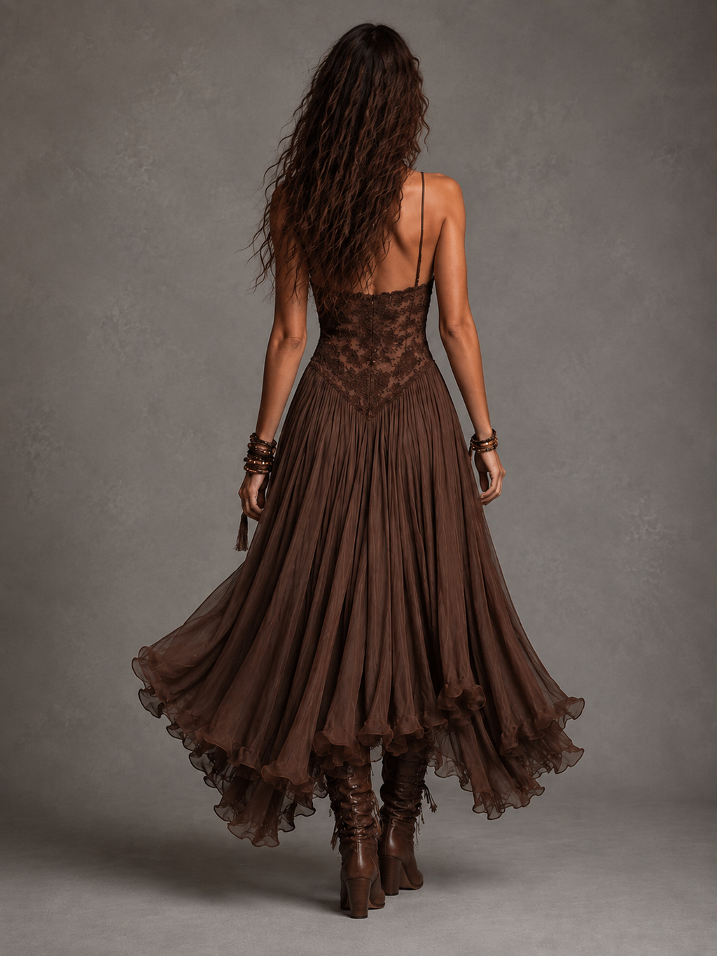 OTTAVIA | ABITO LUNGO IN PIZZO CON CORSETTO