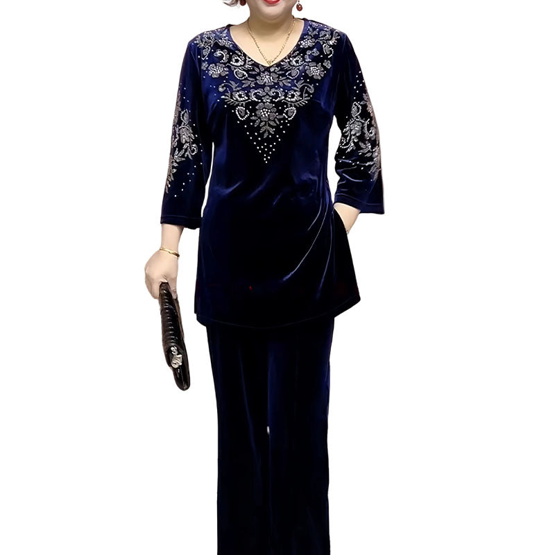 Elvire conjunto terciopelo azul