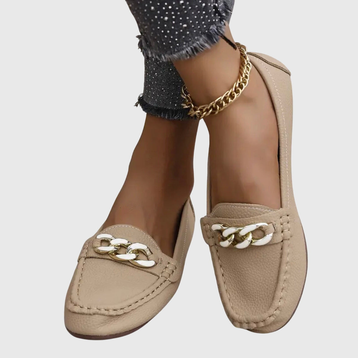 MELISSA | MOCASINES CON CADENA DORADA