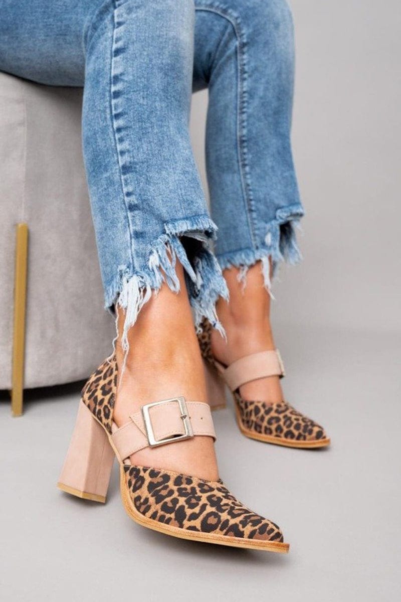 Barbara | Tacones de bloque con estampado de leopardo audaz