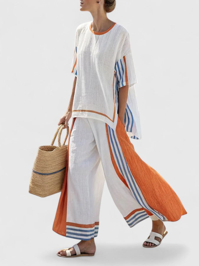 Rosavina conjunto rayas naranja
