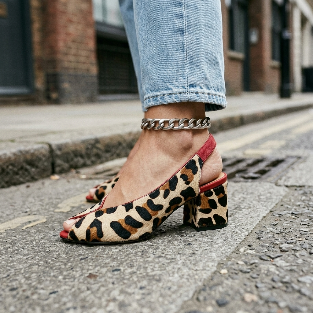 Ruth | Tacones slingback con estampado de leopardo