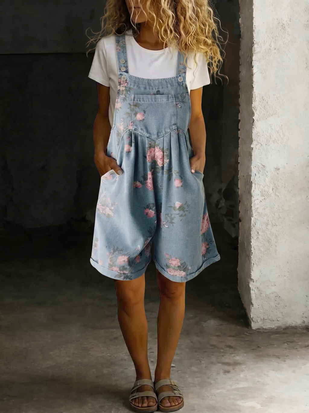 Adriana jumpsuit denim floral azul